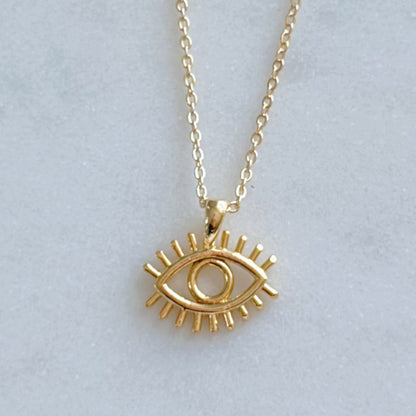 Gold Evil Eye Charm Necklace