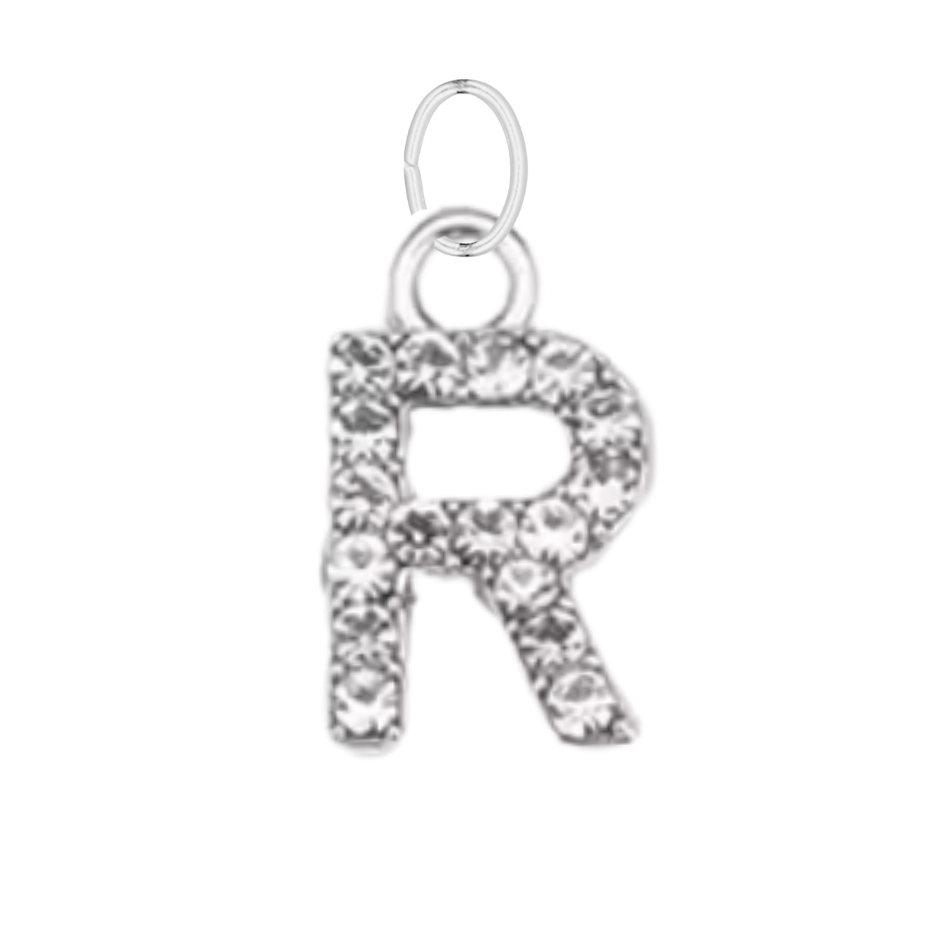 Small Silver CZ Gem Initial