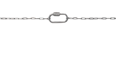 Silver CZ Gem Carabiner with Dainty Small Paperclip Chain