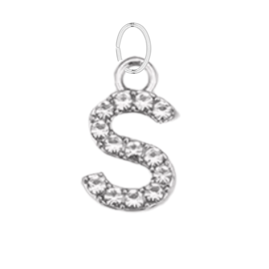 Small Silver CZ Gem Initial
