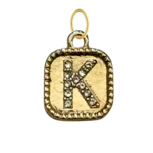 Gold CZ Gem Initial Charm