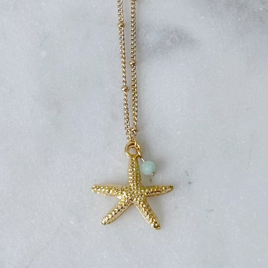 Gold starfish necklace