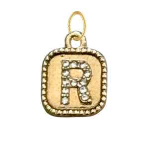 Gold CZ Gem Initial Charm
