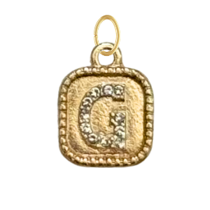 Gold CZ Gem Initial Charm