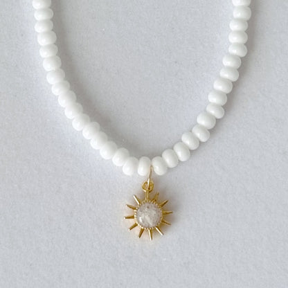 Beaded sun charm necklace