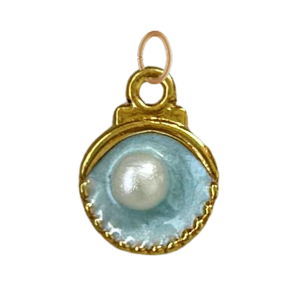 Turquoise Clamshell & Pearl Charm