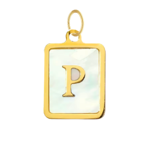 Mother of Pearl Square Initial Charm