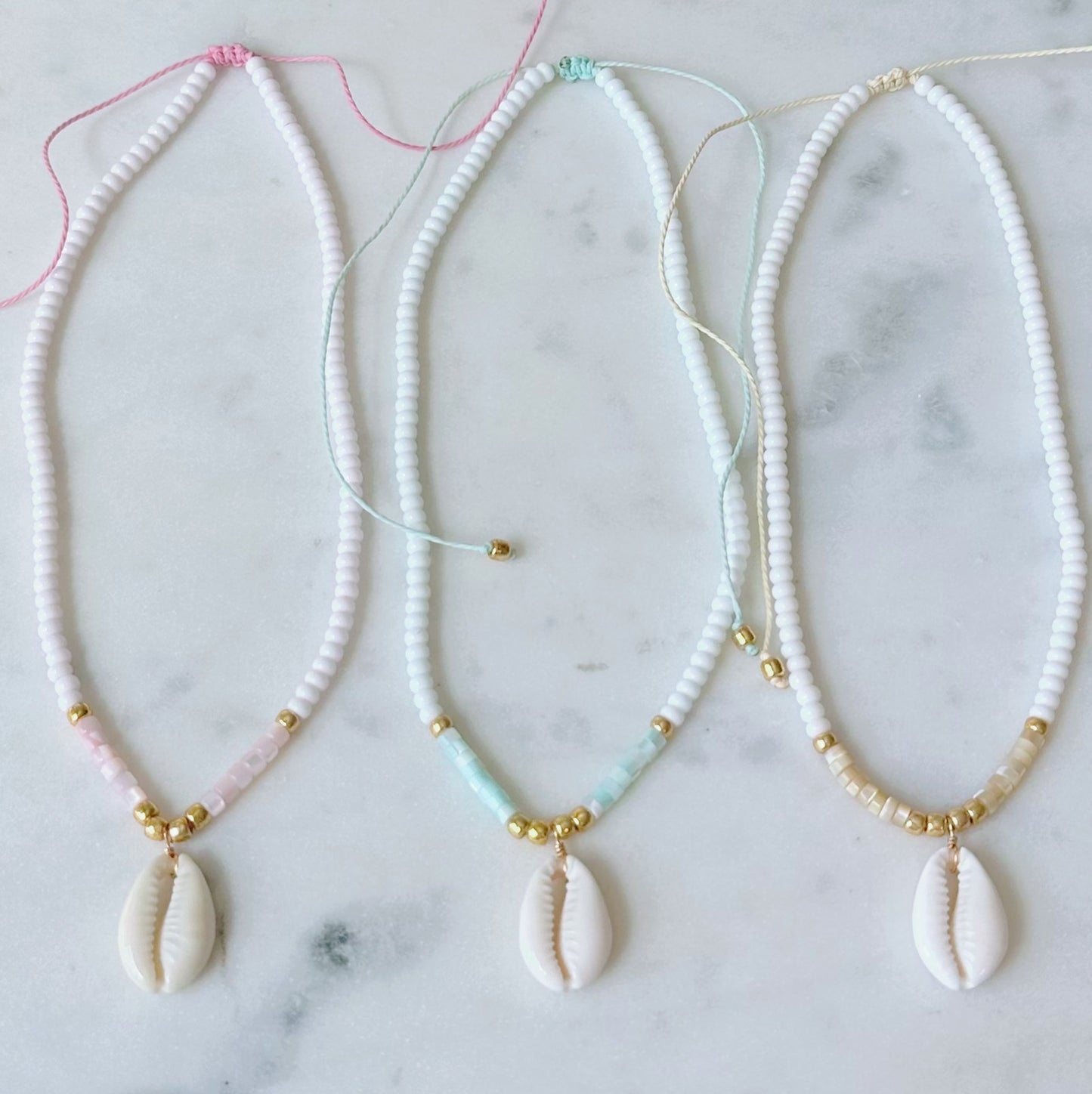 Shell beaded necklaces