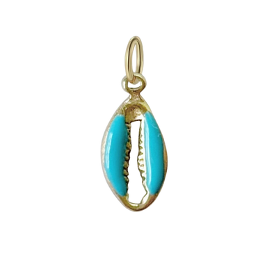 Small Gold Turquoise Enamel Seashell Charm