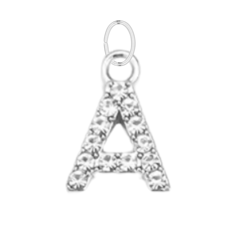 Small Silver CZ Gem Initial