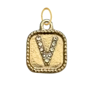 Gold CZ Gem Initial Charm