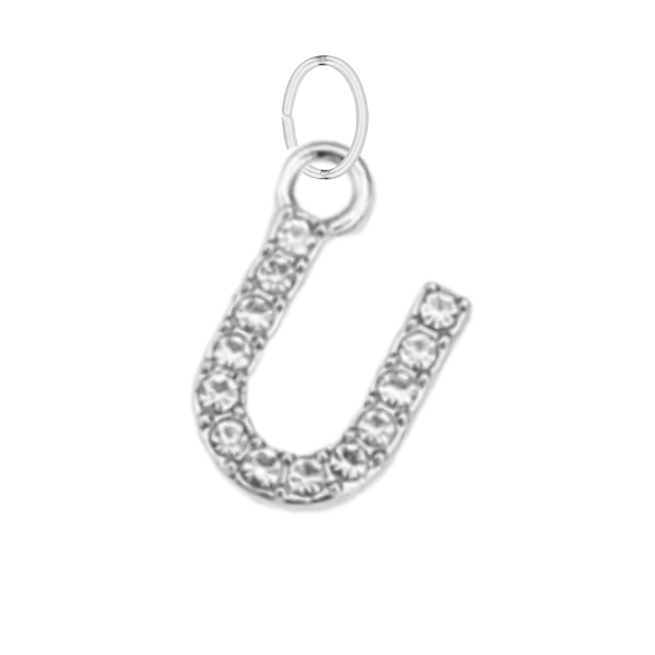Small Silver CZ Gem Initial