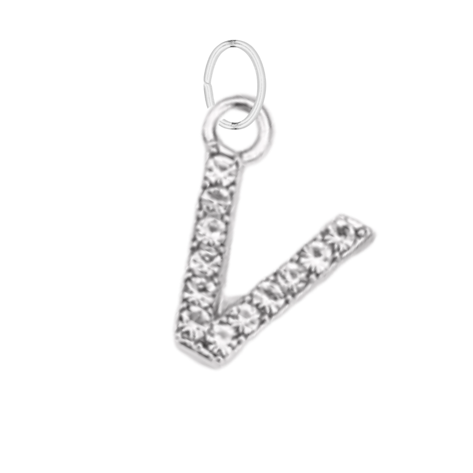 Small Silver CZ Gem Initial