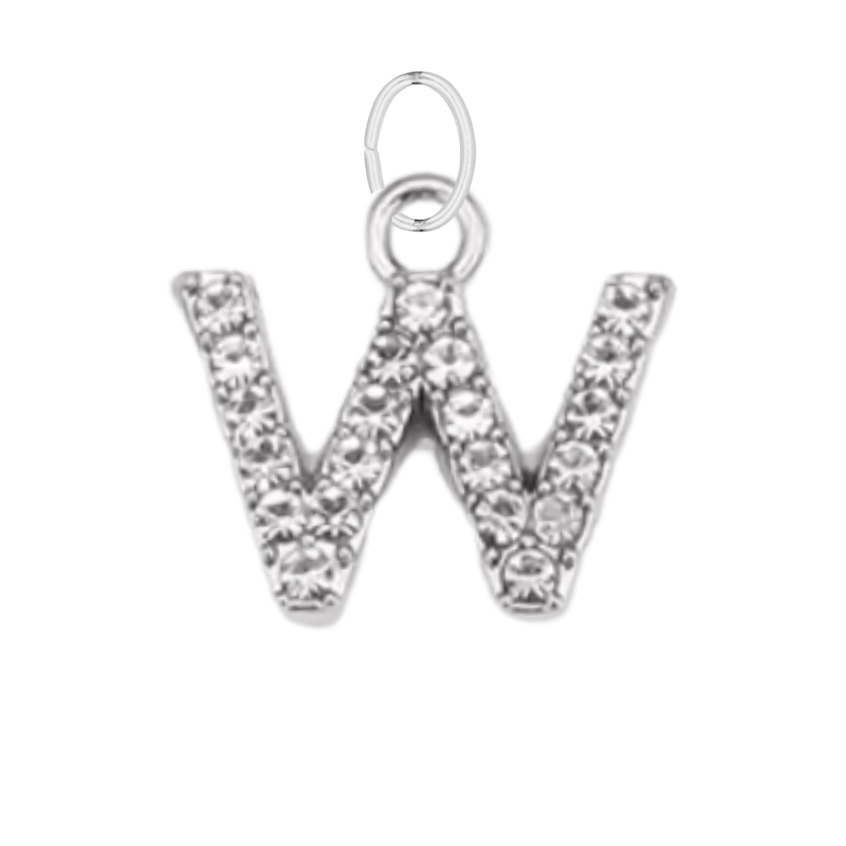 Small Silver CZ Gem Initial
