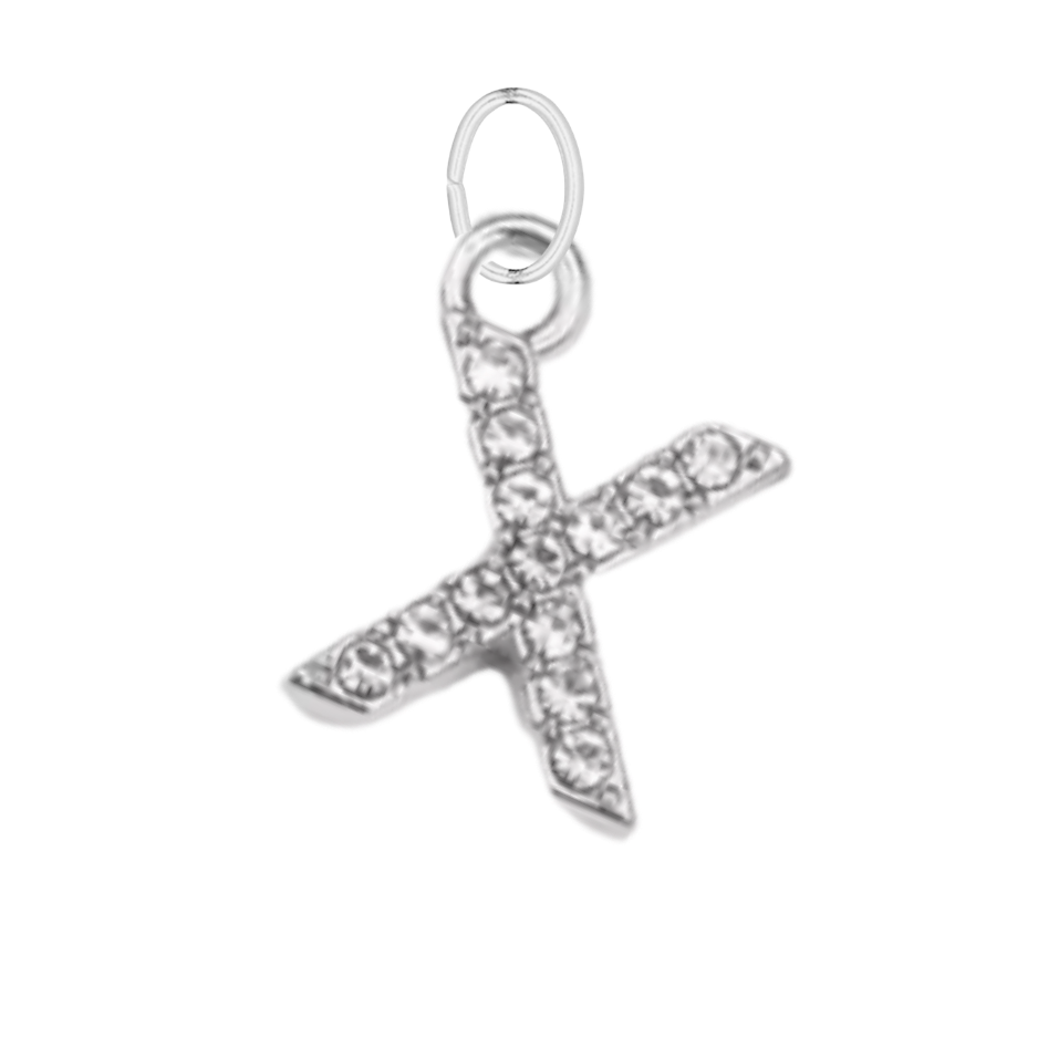 Small Silver CZ Gem Initial