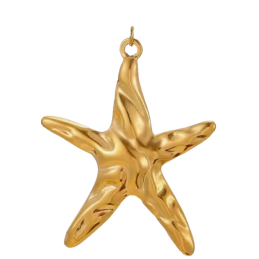 Large Gold Textured Starfish Charm