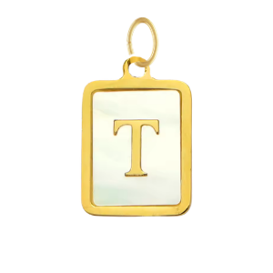 Mother of Pearl Square Initial Charm