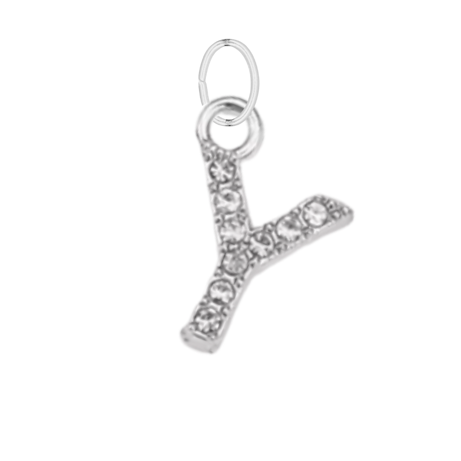 Small Silver CZ Gem Initial