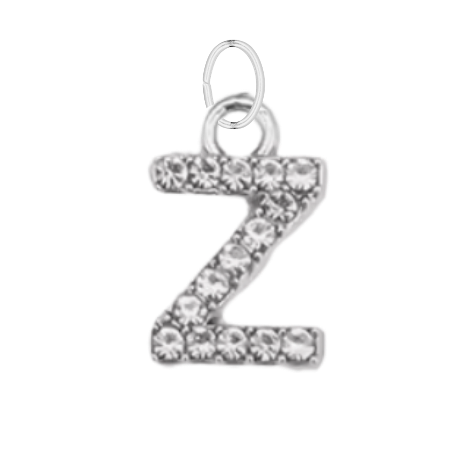 Small Silver CZ Gem Initial