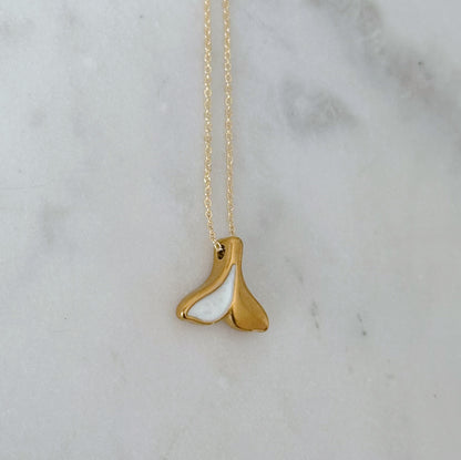 Gold Whale Tail Pendant Necklace