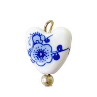 Ceramic Heart With Blue Flower Charm
