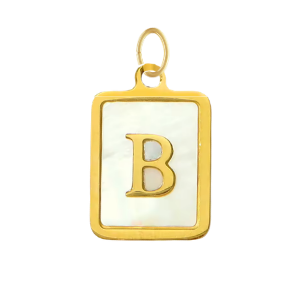 Mother of Pearl Square Initial Charm