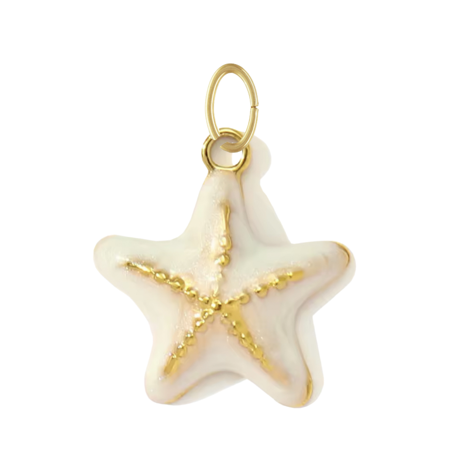 White Enamel Starfish Charm