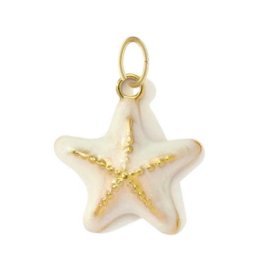 White Enamel Starfish Charm