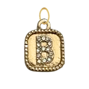 Gold CZ Gem Initial Charm