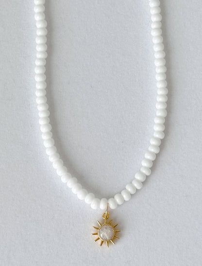 Beaded sun charm necklace