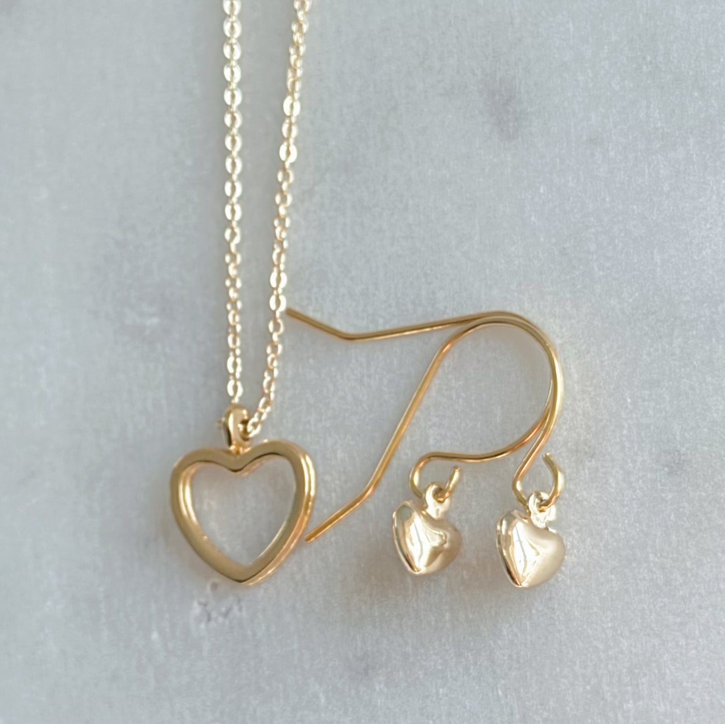 Dainty heart necklace and earring gift set