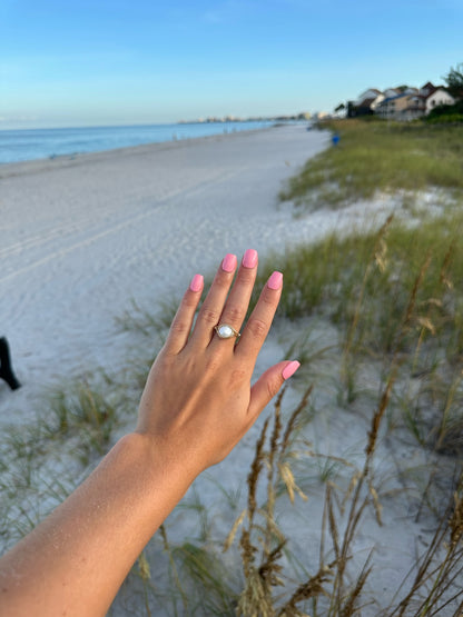 Freshwater pearl wire-wrapped ring