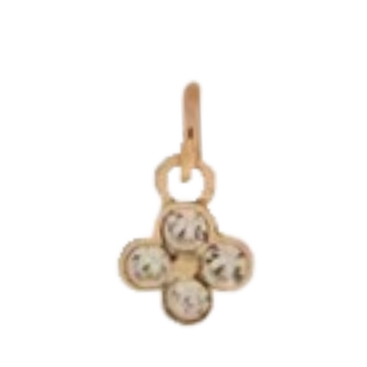 Tiny Gold CZ Gem Clover Charm