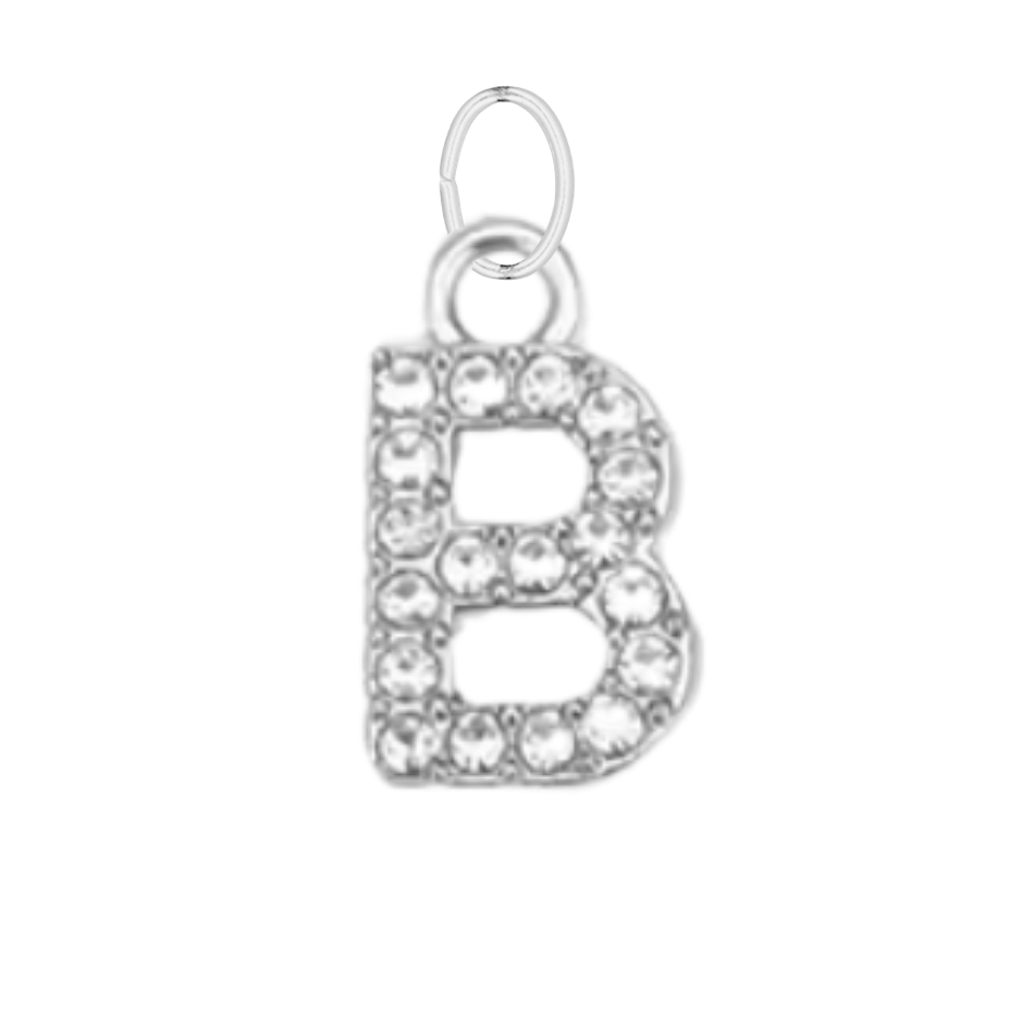 Small Silver CZ Gem Initial