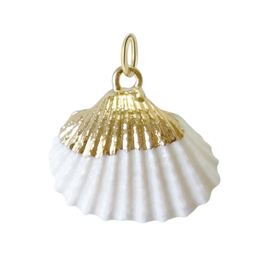 Gold Natural Cockle Sea Shell Charm