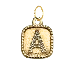 Gold CZ Gem Initial Charm