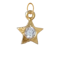 Dainty Gold Star with CZ Gem Charm