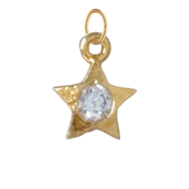 Dainty Gold Star with CZ Gem Charm