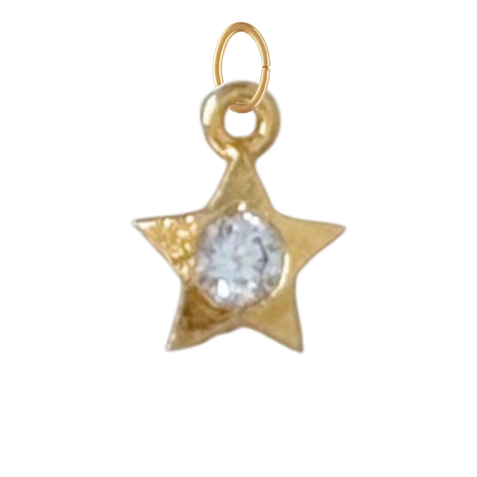 Dainty Gold Star with CZ Gem Charm