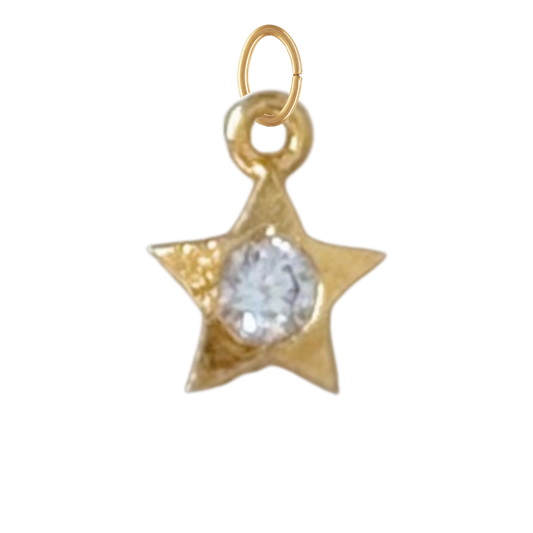 Dainty Gold Star with CZ Gem Charm