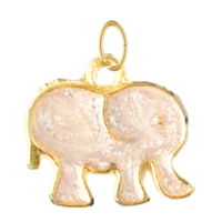 White Enamel Elephant Charm