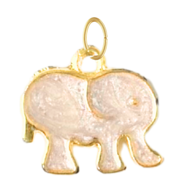 White Enamel Elephant Charm