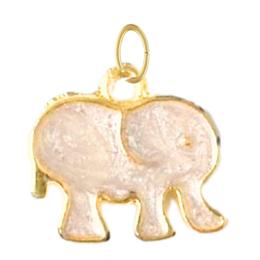 White Enamel Elephant Charm
