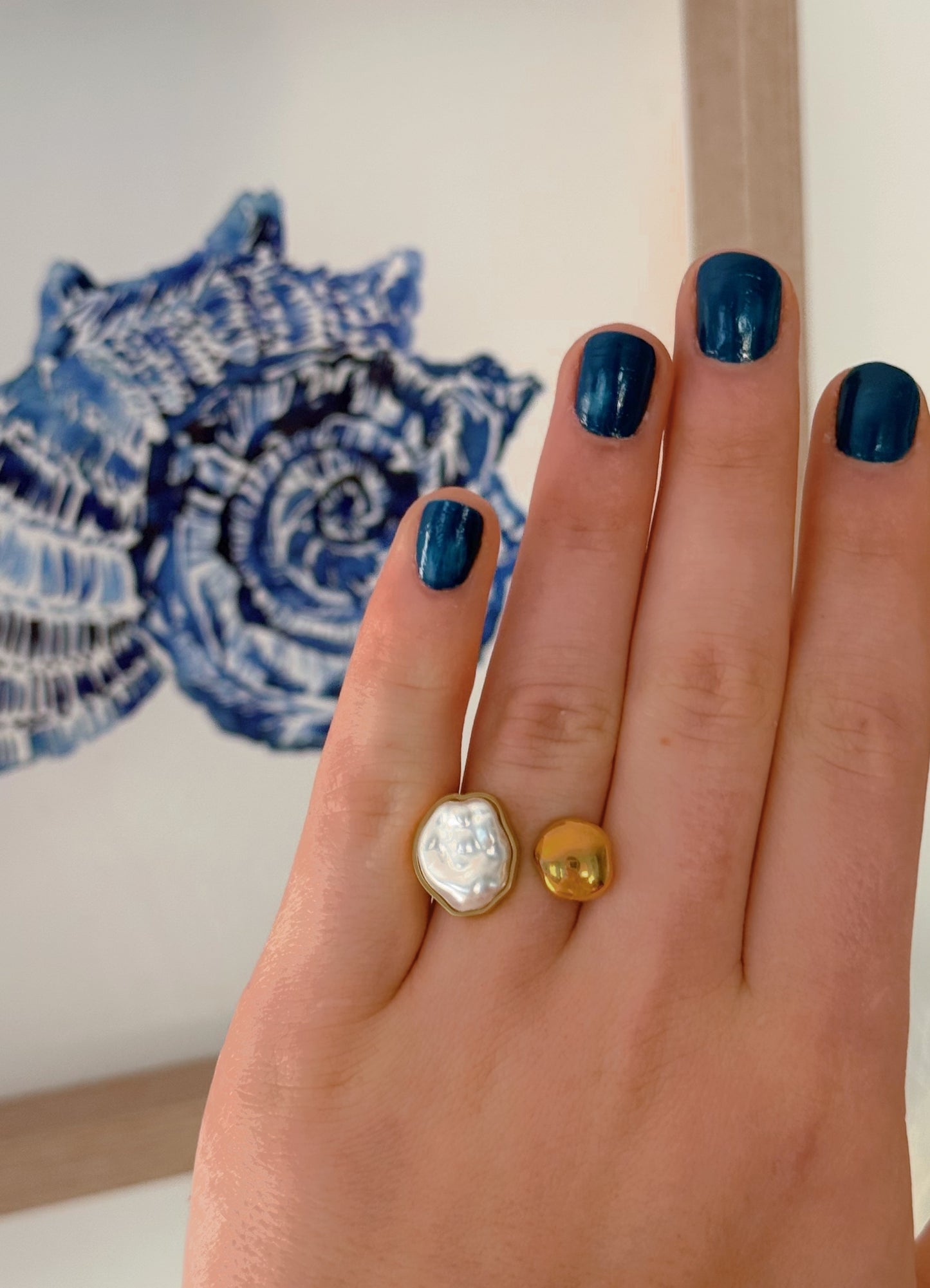 Modern Pearl Duo Ring