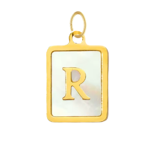 Mother of Pearl Square Initial Charm