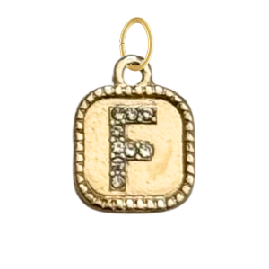 Gold CZ Gem Initial Charm