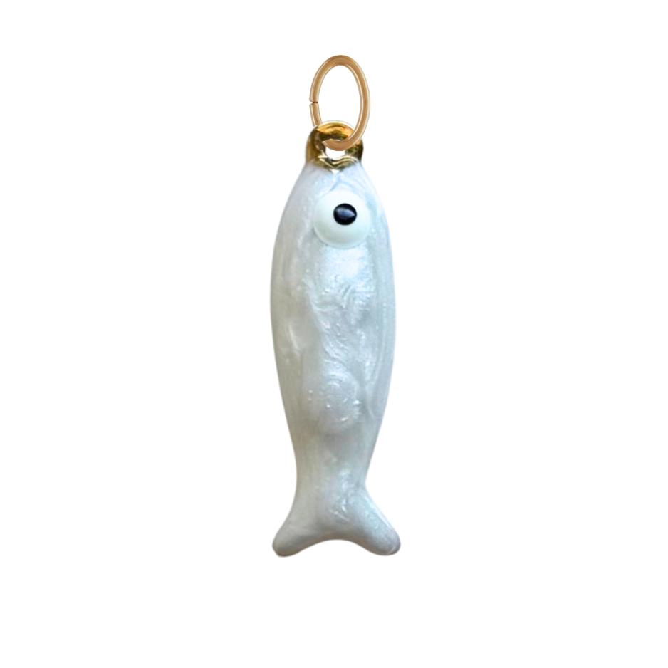 Pearl White Fish Charm