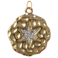 Large Round Textured CZ Gem Star Pendant