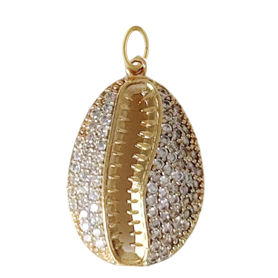 Large CZ Gem Seashell Pendant