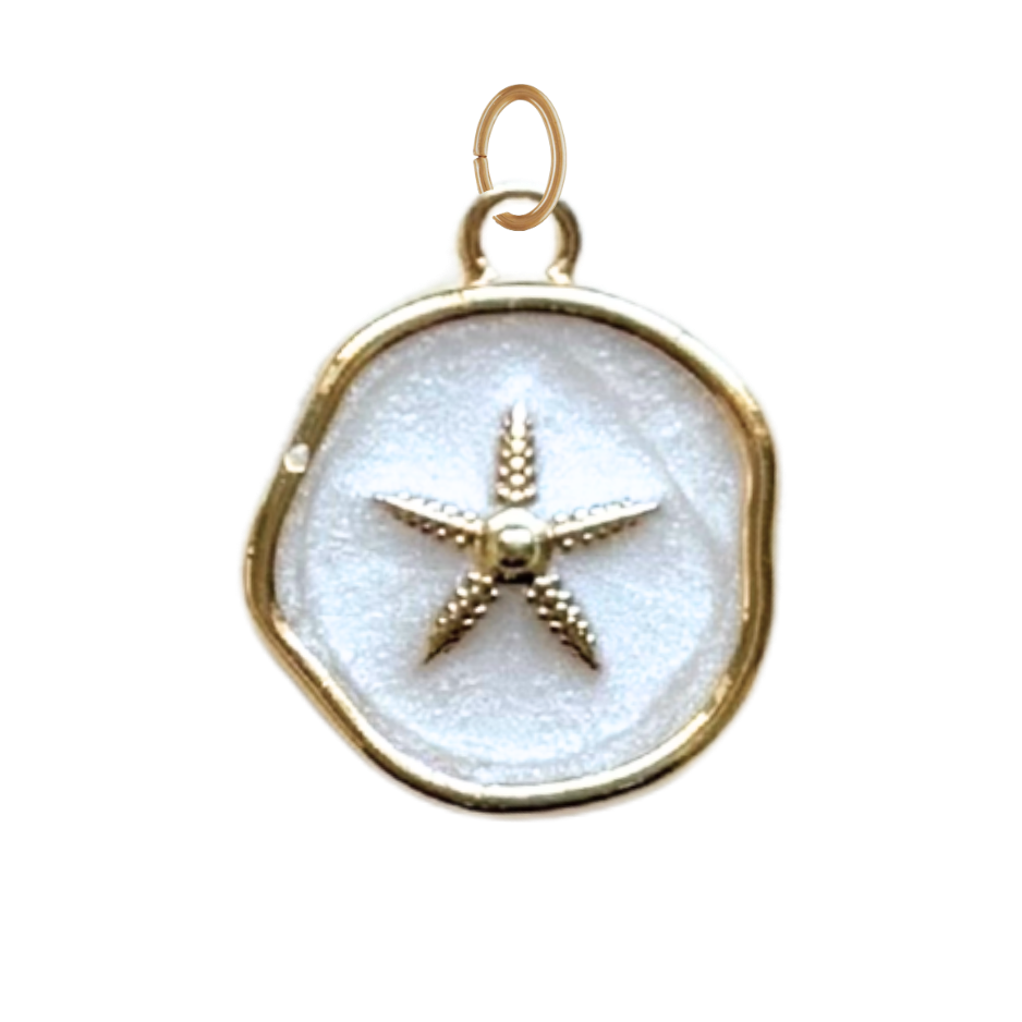 Pearl White Starfish Coin Charm